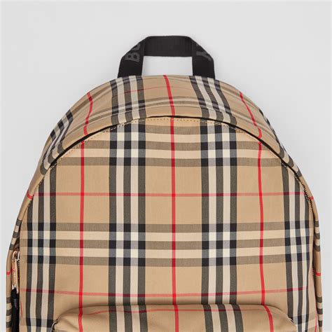 burberry leather detail nylon backpack|Burberry vintage check backpack.